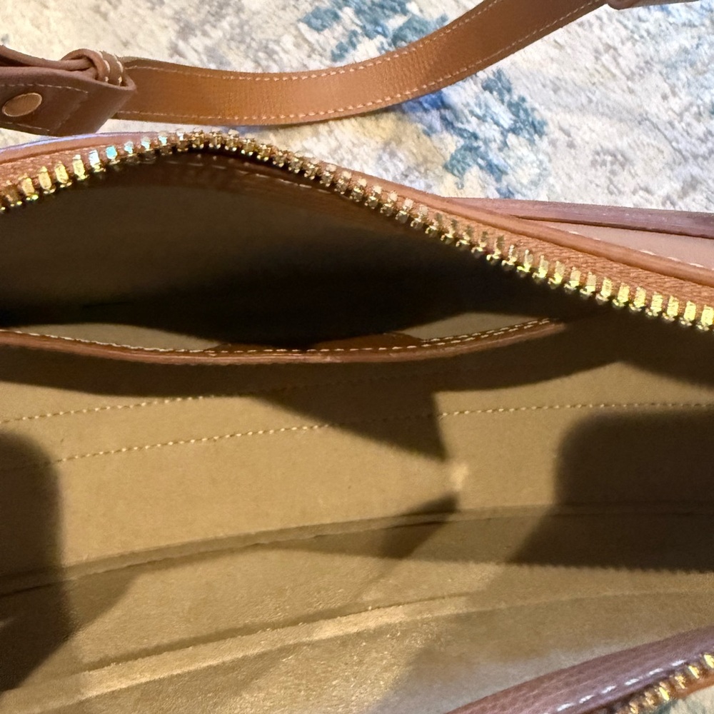 POLÈNE Numéro Dix Textured Camel Leather Crescent Shoulder Crossbody Bag - Picture 10 of 11